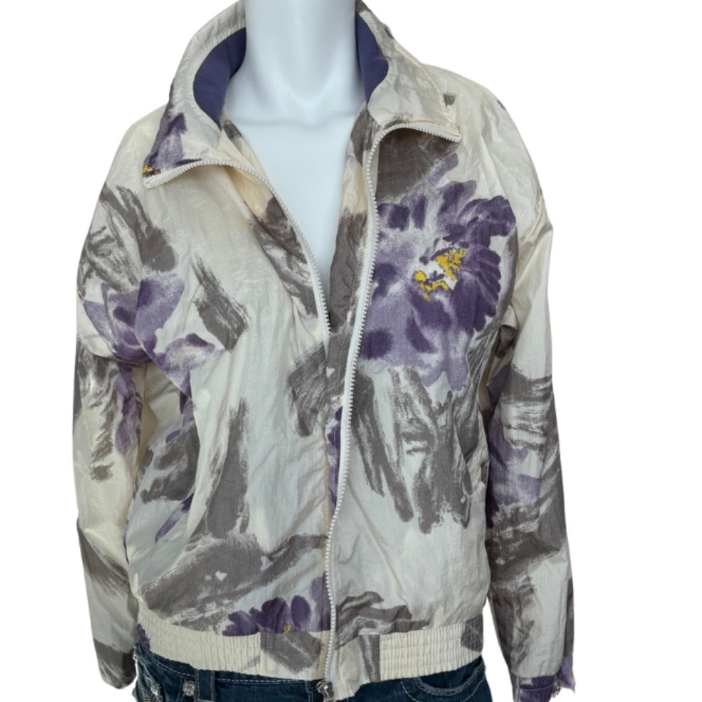 Vintage Petite Sophisticate 80s/90s Floral Bomber Jacket – Size Small (Oversized - Picture 1 of 7